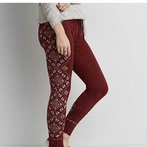 American Eagle Outfitters Maroon Knit Leggings